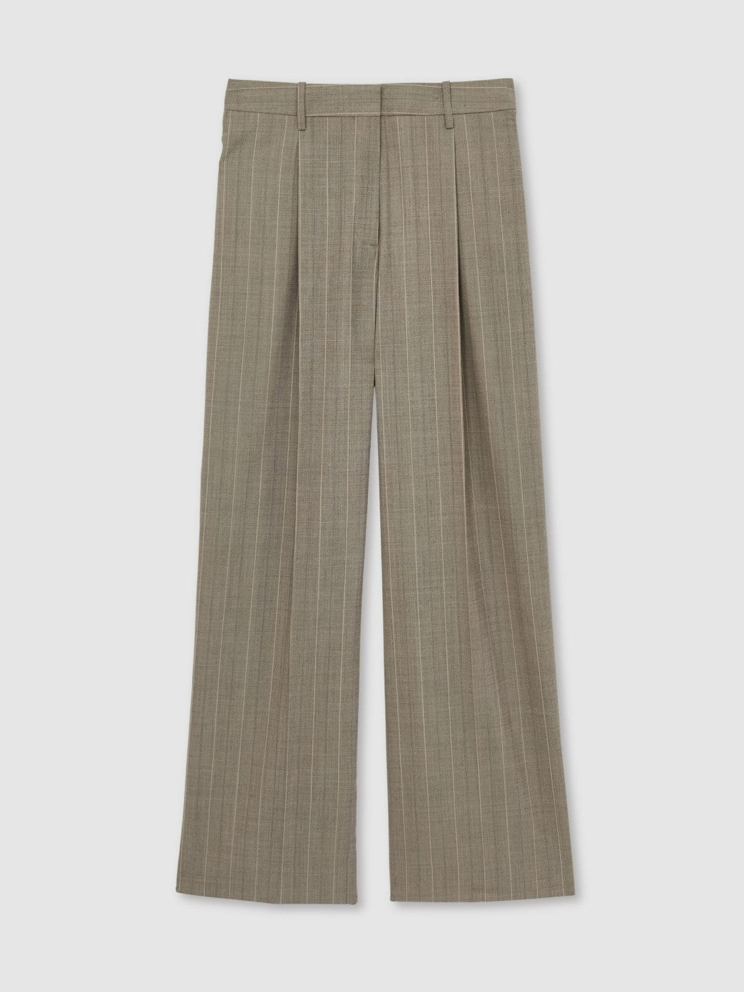 Wool-Blend Wide-Leg Pinstripe Trousers in Grey | Reiss Women New