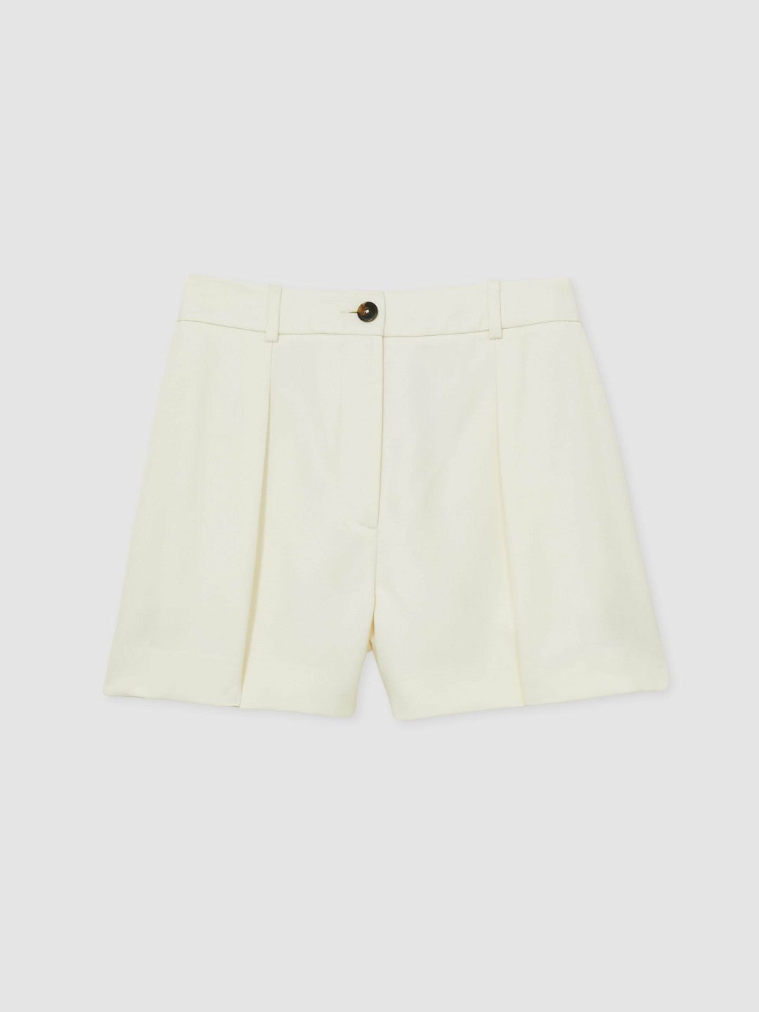 Single-Pleat Tailored Shorts in Cream | Reiss Women New