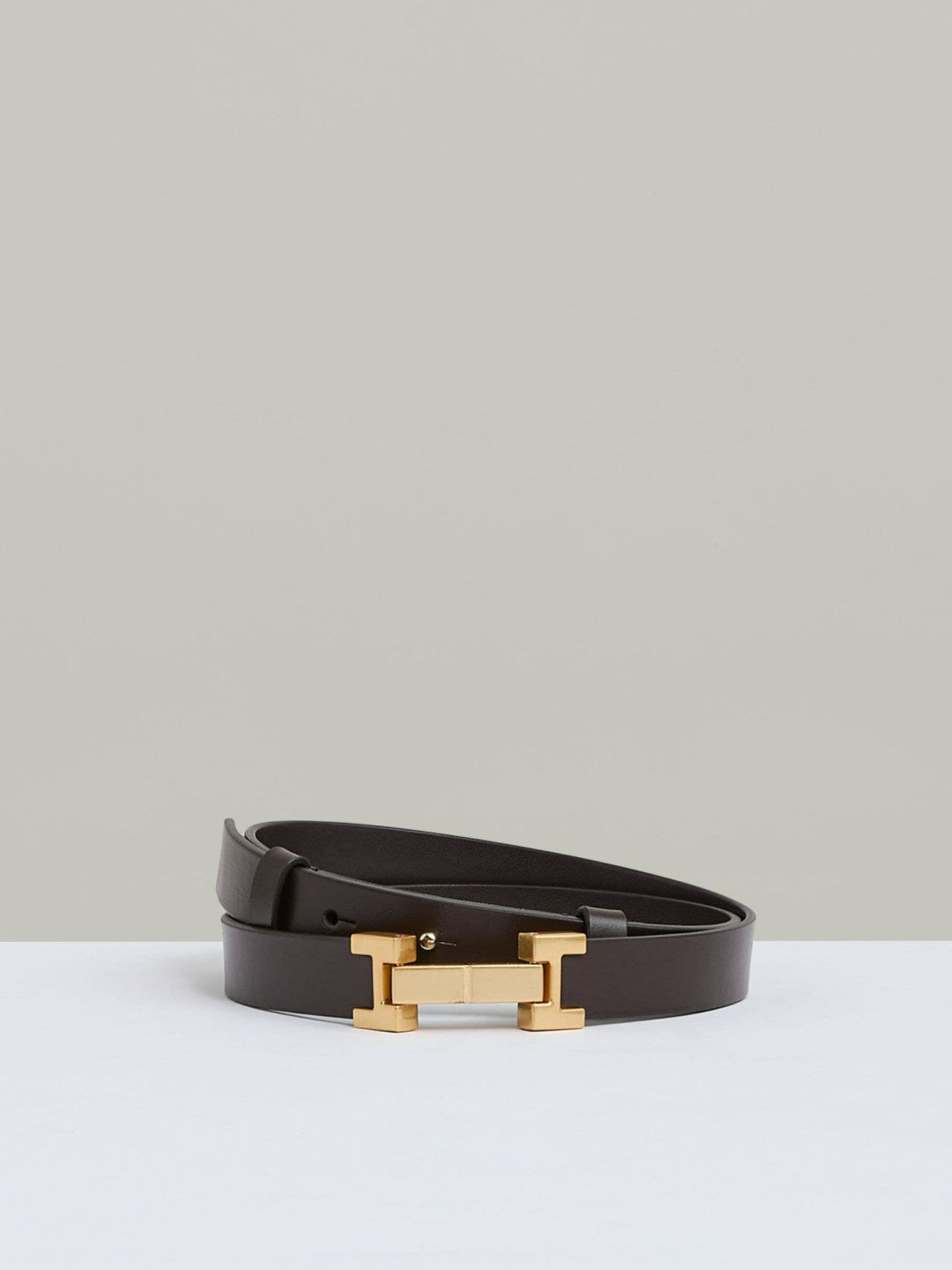 Leather Square Hinge Belt in Chocolate | Reiss Women Best Seller
