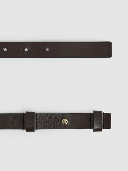 Leather Square Hinge Belt in Chocolate | Reiss Women Best Seller