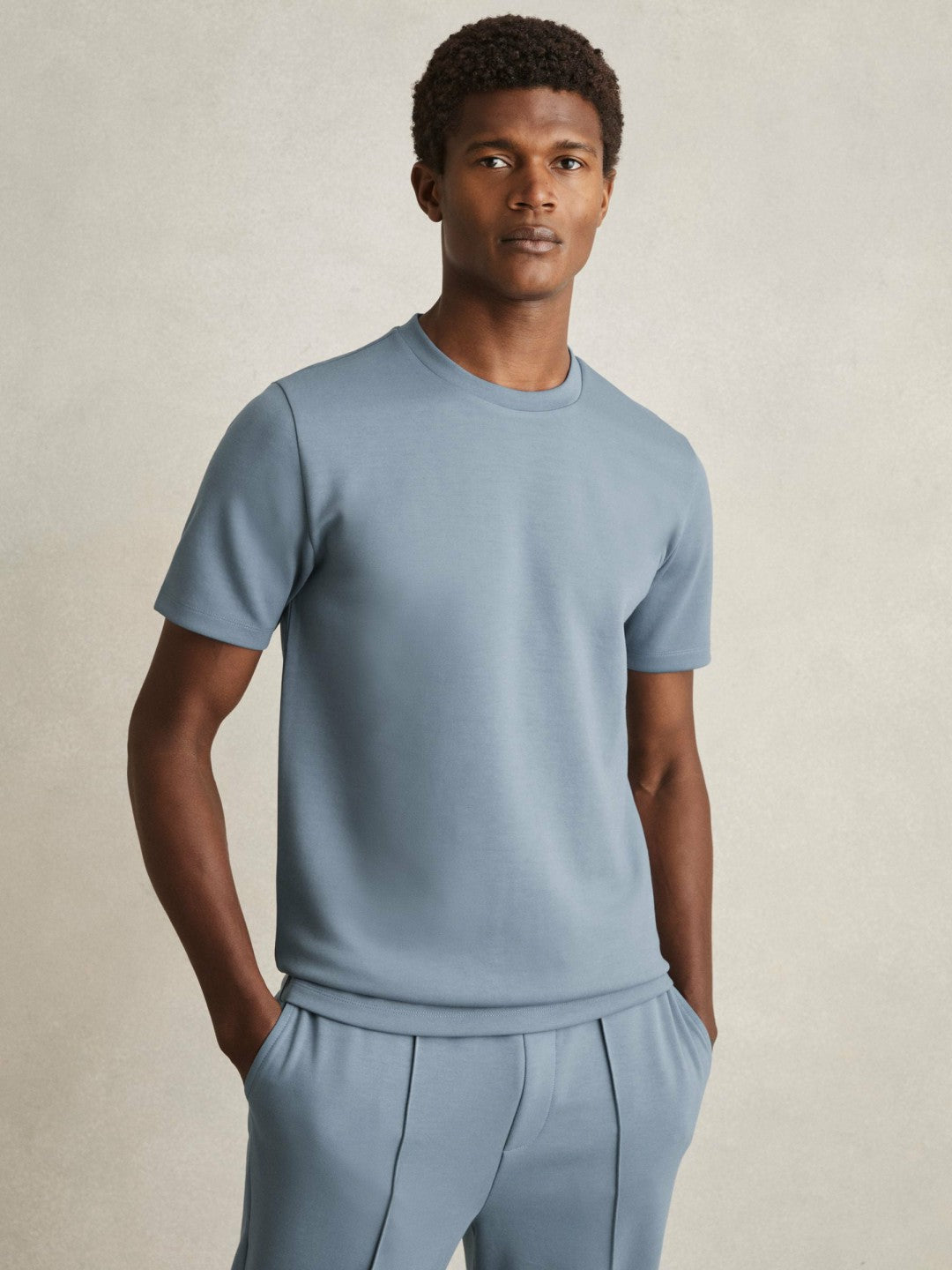Interlock Jersey Crew Neck T-Shirt in Airforce Blue | Reiss Men Popular