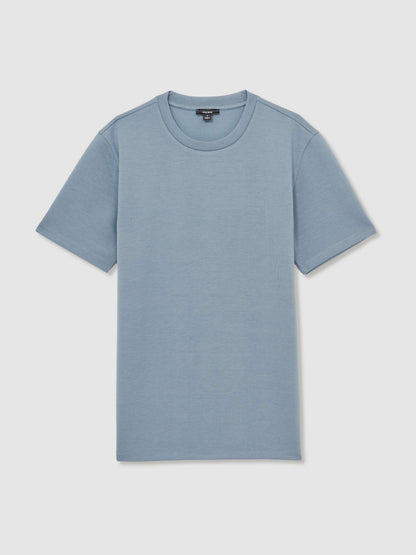 Interlock Jersey Crew Neck T-Shirt in Airforce Blue | Reiss Men Popular