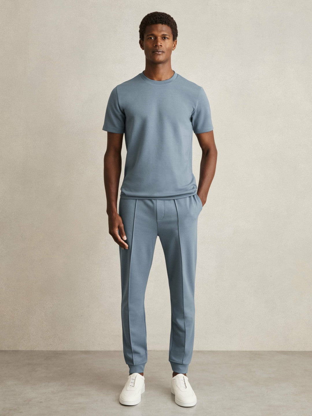 Interlock Jersey Crew Neck T-Shirt in Airforce Blue | Reiss Men Popular