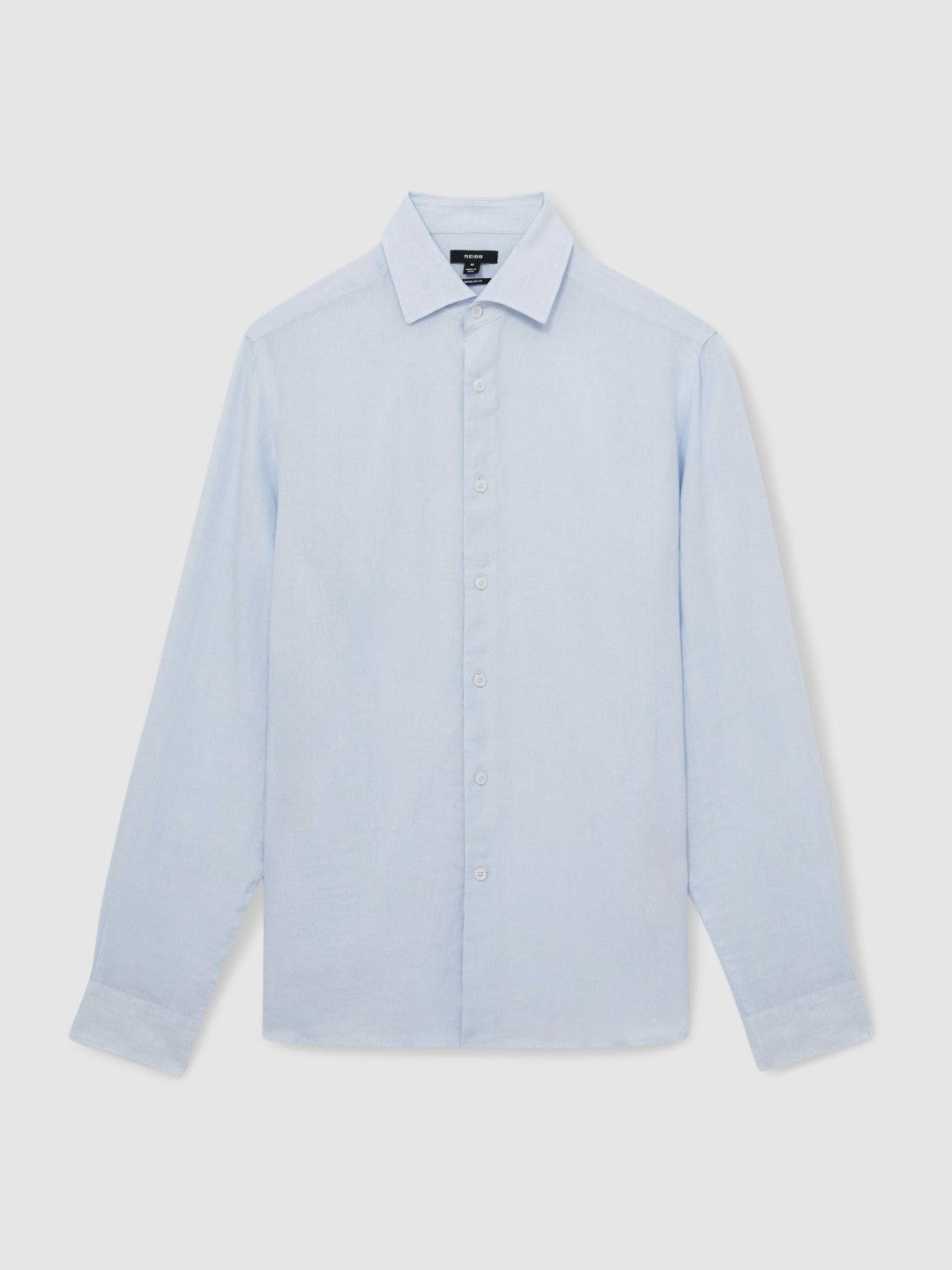 Linen Button-Through Shirt in Pale Blue | Reiss Men Recommended