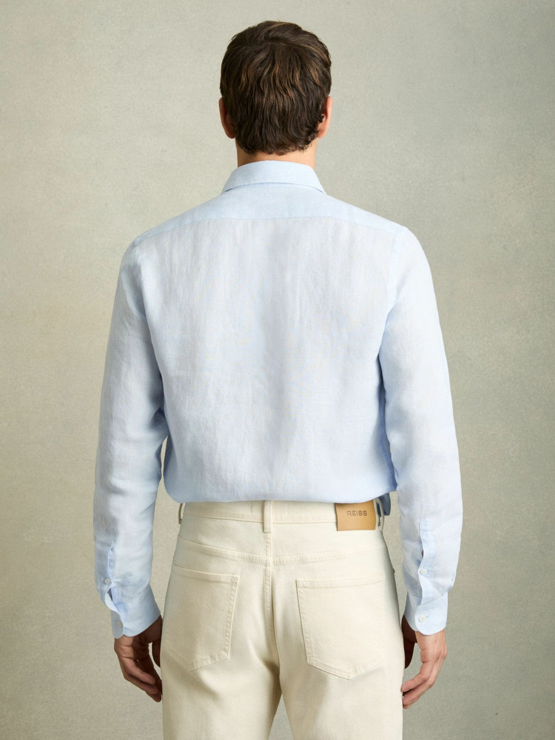 Linen Button-Through Shirt in Pale Blue | Reiss Men Recommended