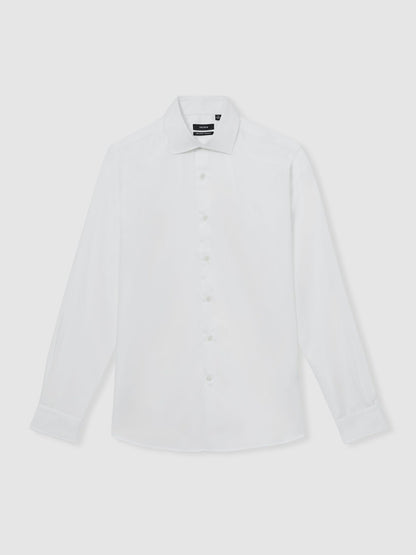 Regular Fit Cotton Sateen Shirt in White | Reiss Men Best Seller