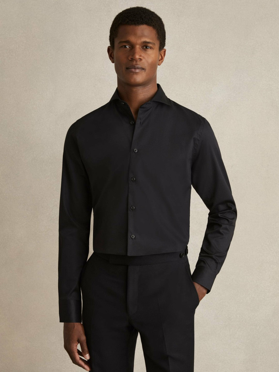 Regular Fit Cotton-Twill Two-Fold Shirt Slim-Fit in Black | Reiss Men Popular