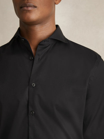 Regular Fit Cotton-Twill Two-Fold Shirt Slim-Fit in Black | Reiss Men Popular