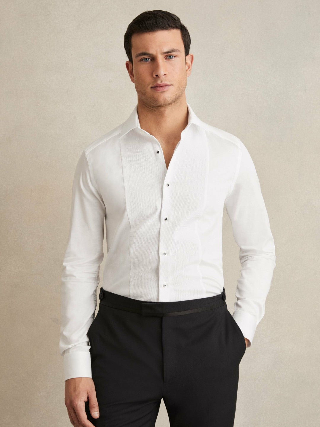 Slim Fit Cotton Dinner Shirt in White | Reiss Men Exclusive