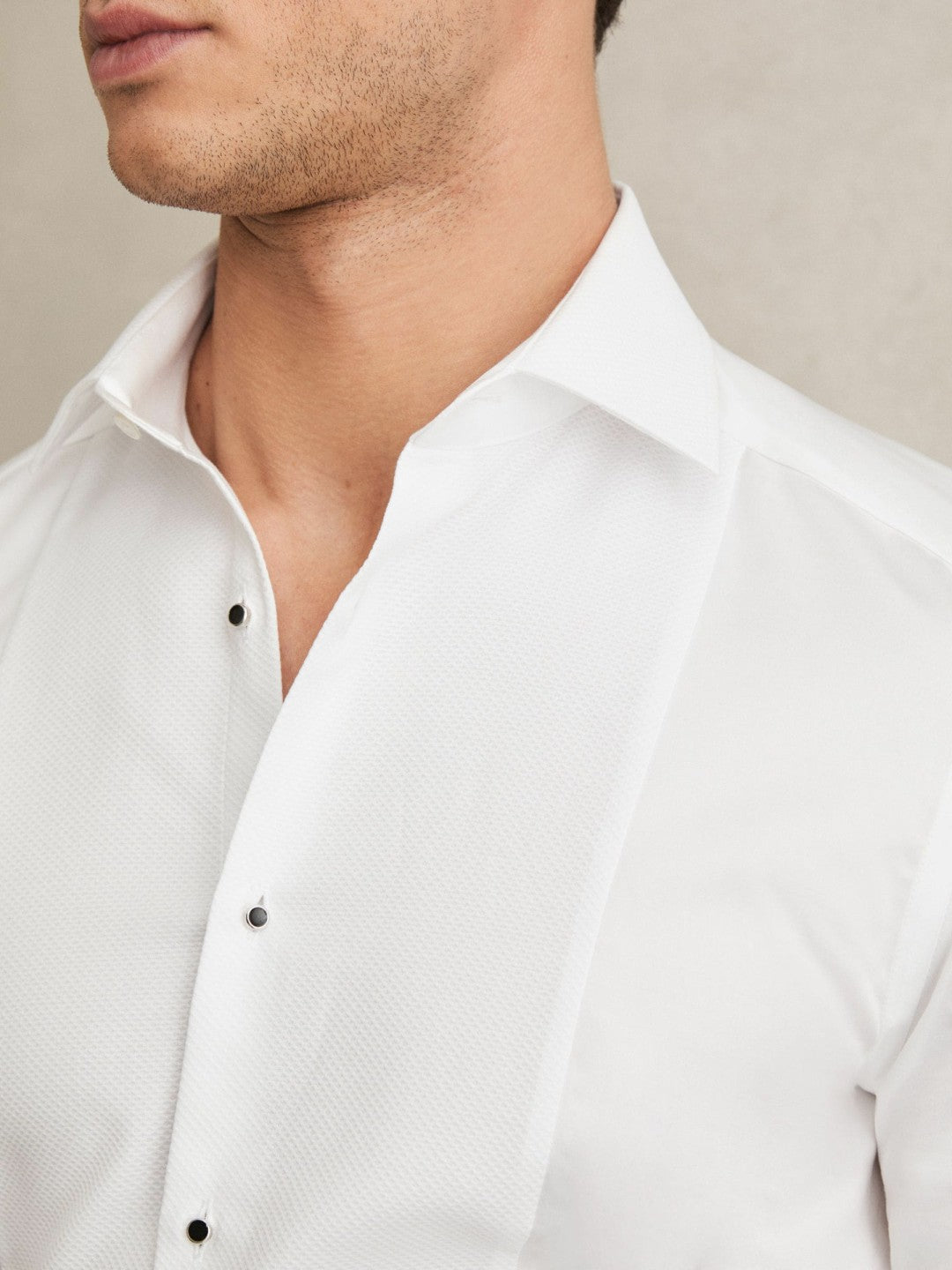 Slim Fit Cotton Dinner Shirt in White | Reiss Men Exclusive