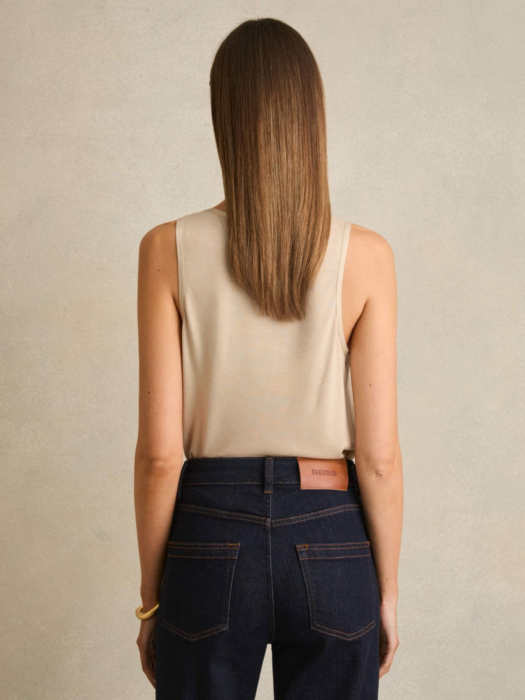 Silk-Front Cami Top in Neutral | Reiss Women Premium