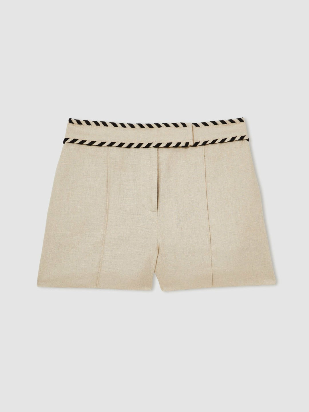 Linen Whipstitch Shorts in Neutral | Reiss Women Trending