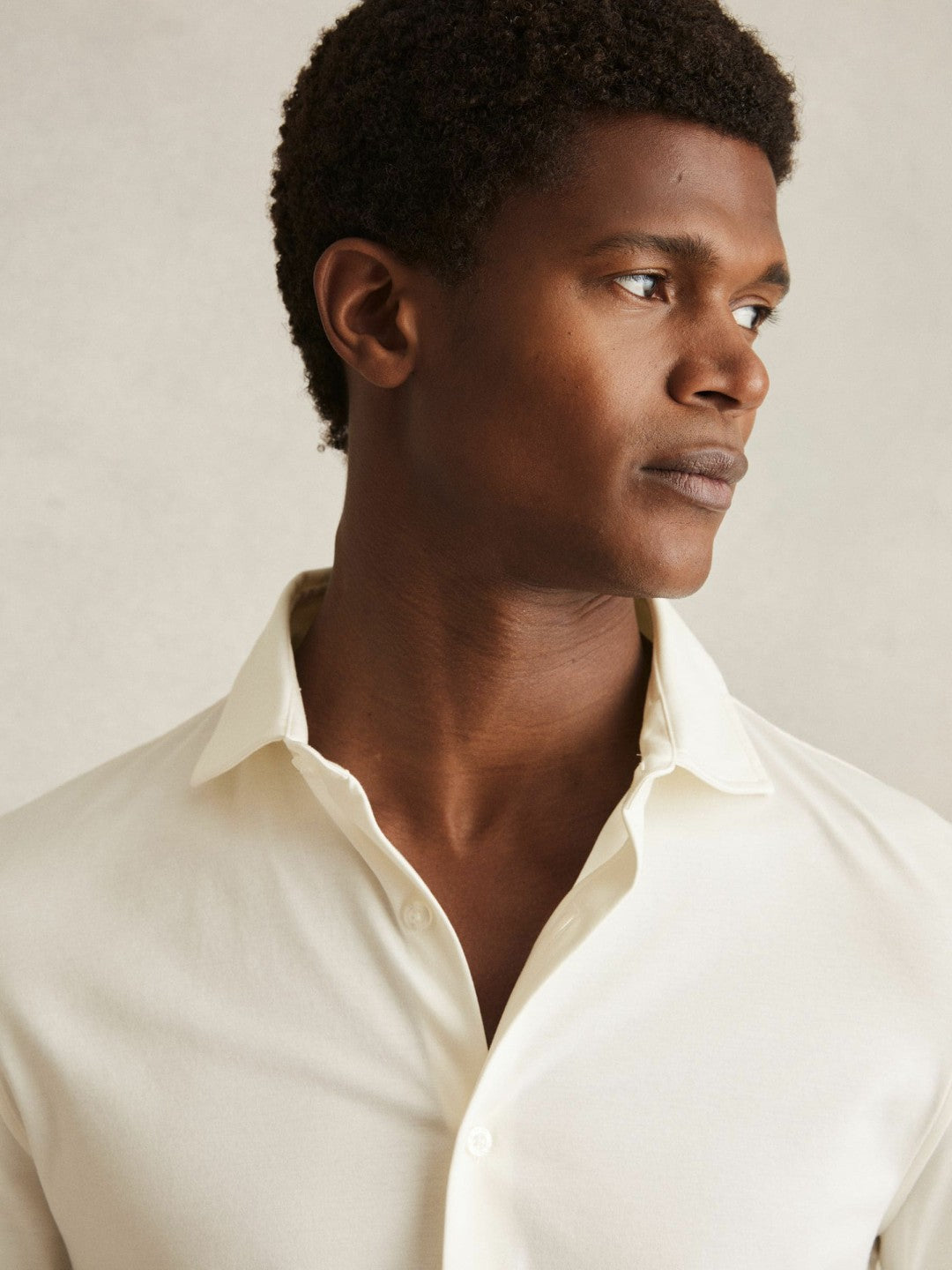 Cotton-Jersey Button-Through Shirt in Ecru | Reiss Men Popular