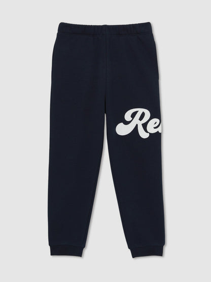 3-9 yrs Cotton-Blend Logo Script Joggers in Navy | Reiss Children & Baby Popular