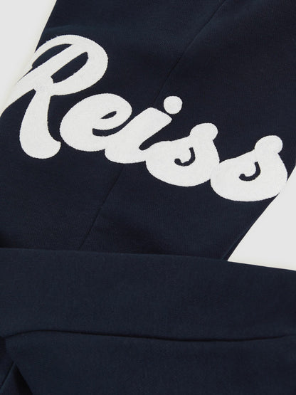 3-9 yrs Cotton-Blend Logo Script Joggers in Navy | Reiss Children & Baby Popular