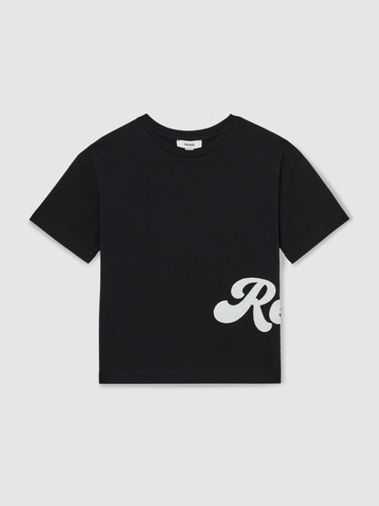 9-12 yrs Cotton Script-Logo Oversized T-Shirt in Navy | Reiss Children & Baby Featured