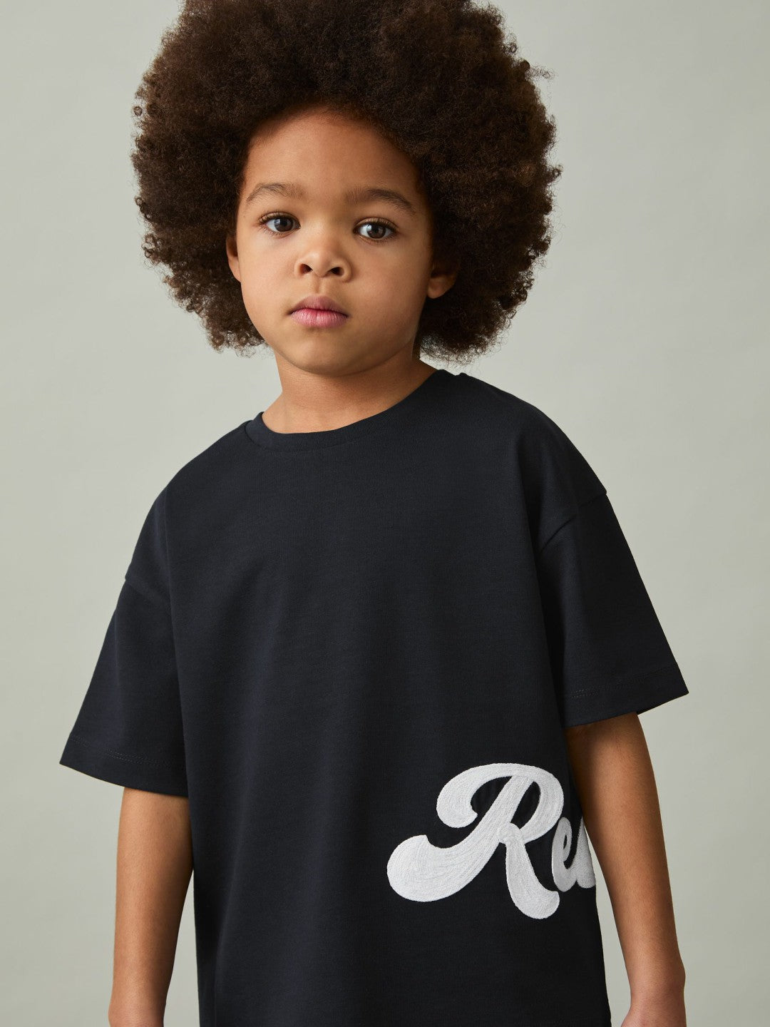 9-12 yrs Cotton Script-Logo Oversized T-Shirt in Navy | Reiss Children & Baby Featured