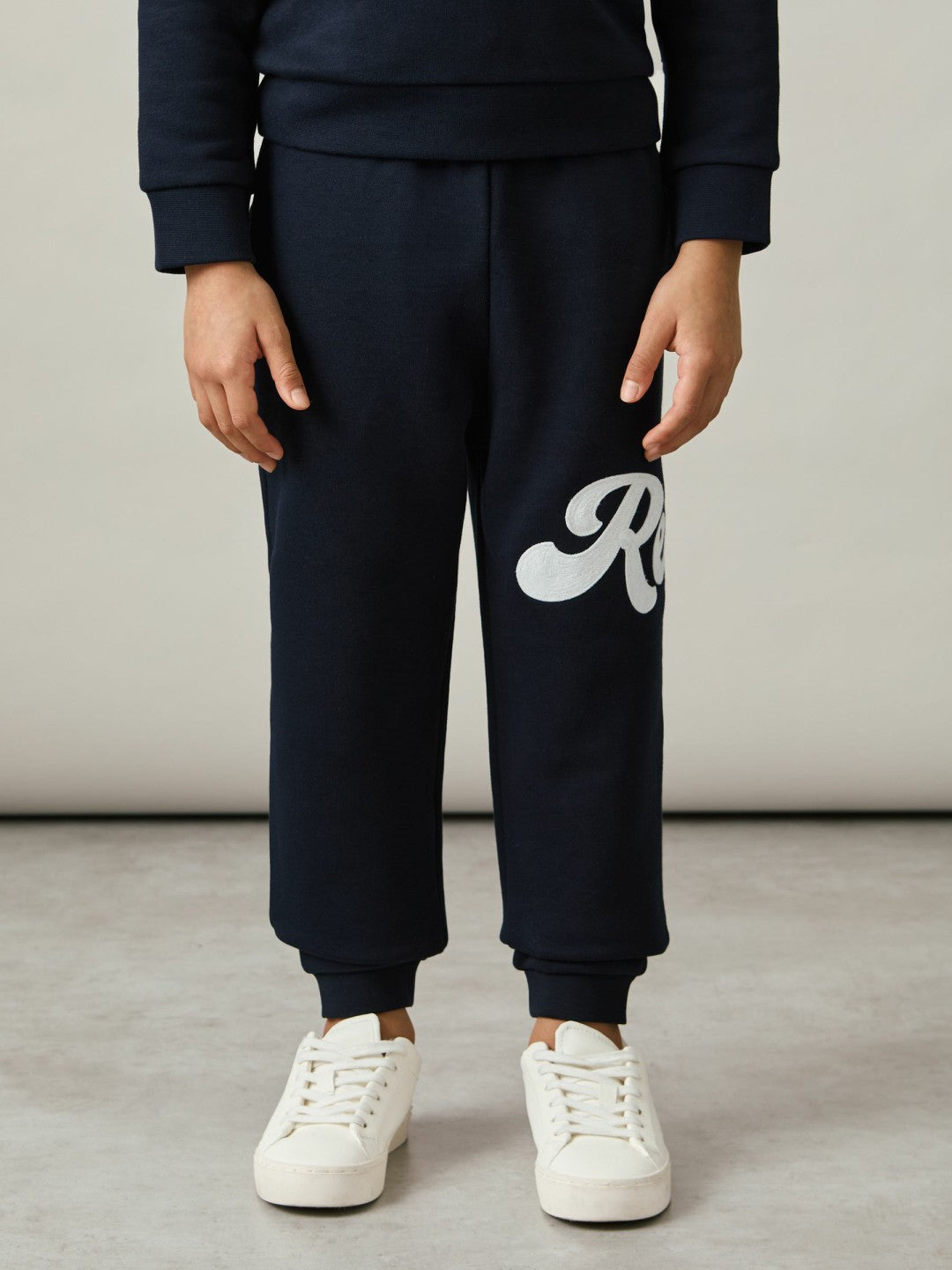 13-14 yrs Cotton-Blend Logo Script Joggers in Navy | Reiss Children & Baby Recommended