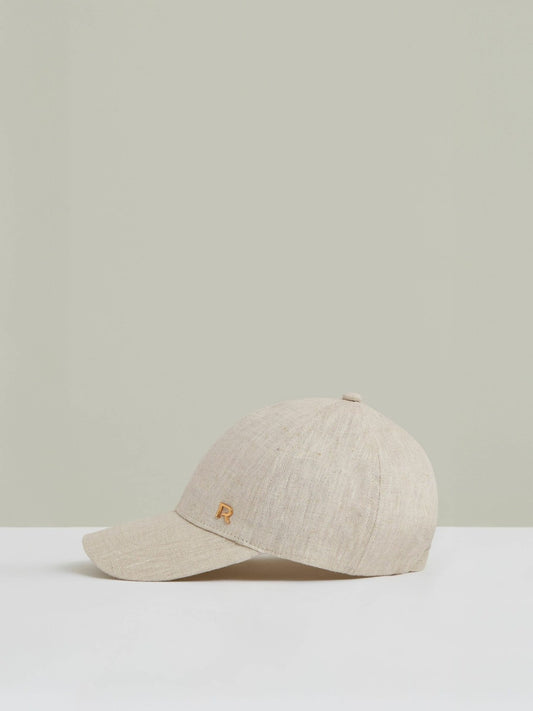 Linen Logo Baseball Cap in Neutral | Reiss Women Premium