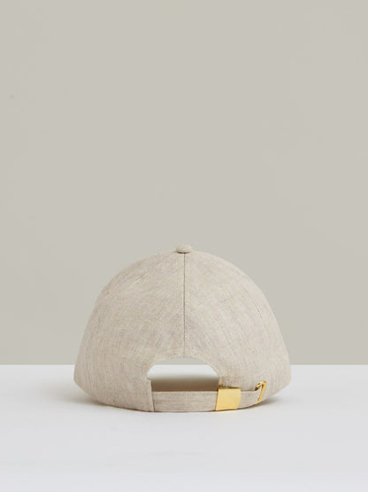 Linen Logo Baseball Cap in Neutral | Reiss Women Premium