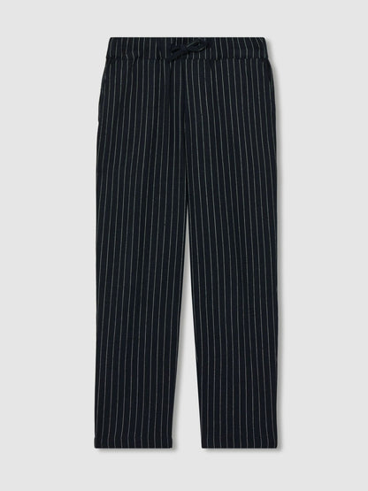 Linen-Blend Drawstring Trousers in Navy Stripe | Reiss Children & Baby Premium