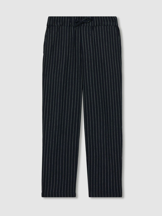 Linen-Blend Drawstring Trousers in Navy Stripe | Reiss Children & Baby Premium