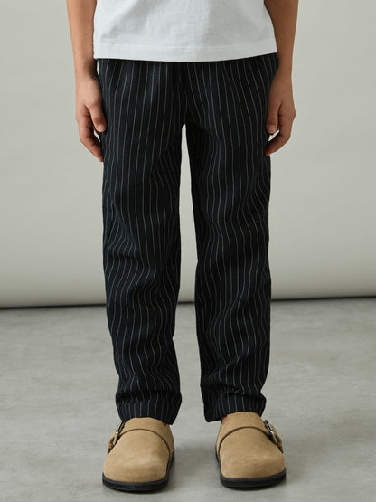 Linen-Blend Drawstring Trousers in Navy Stripe | Reiss Children & Baby Premium