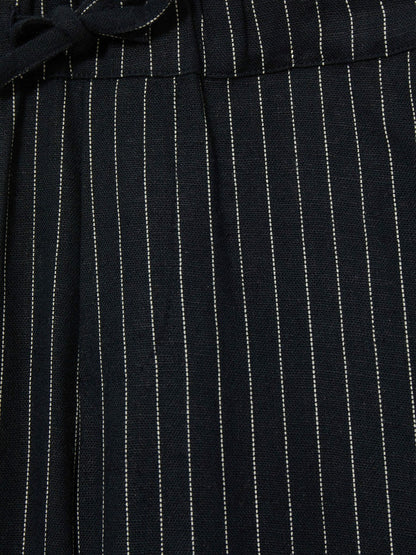 Linen-Blend Drawstring Trousers in Navy Stripe | Reiss Children & Baby Premium