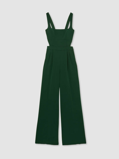 Wide-Leg Cut-Out Jumpsuit in Green | Reiss Women Trending