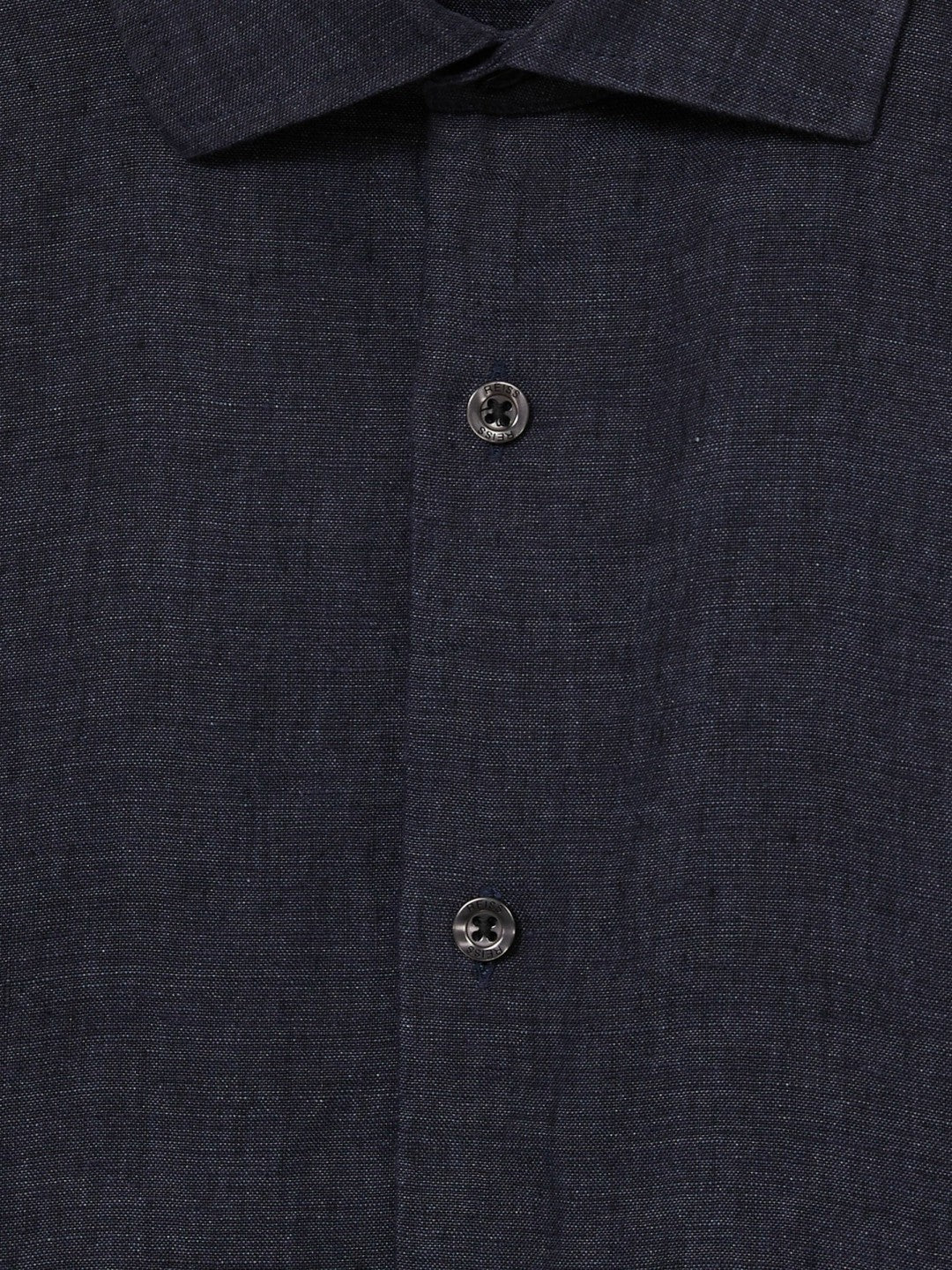 Slim Fit Linen Button-Through Shirt in Navy | Reiss Men Signature