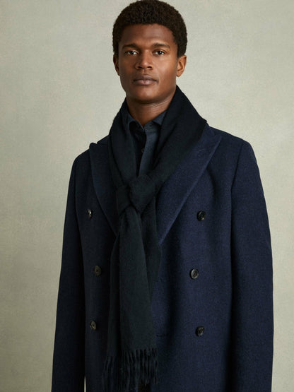 Wool and Cashmere Scarf in Navy | Reiss Men Exclusive