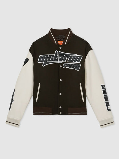 McLaren F1 Team Bomber Jacket in Brown/Ivory/White | Reiss Men Popular