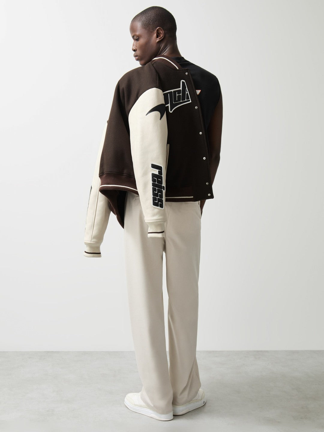 McLaren F1 Team Bomber Jacket in Brown/Ivory/White | Reiss Men Popular