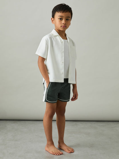 3-9 yrs Colour-Block Piped Swim Shorts in Green/White | Reiss Children & Baby Trending
