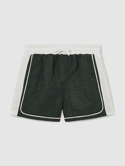 3-9 yrs Colour-Block Piped Swim Shorts in Green/White | Reiss Children & Baby Trending