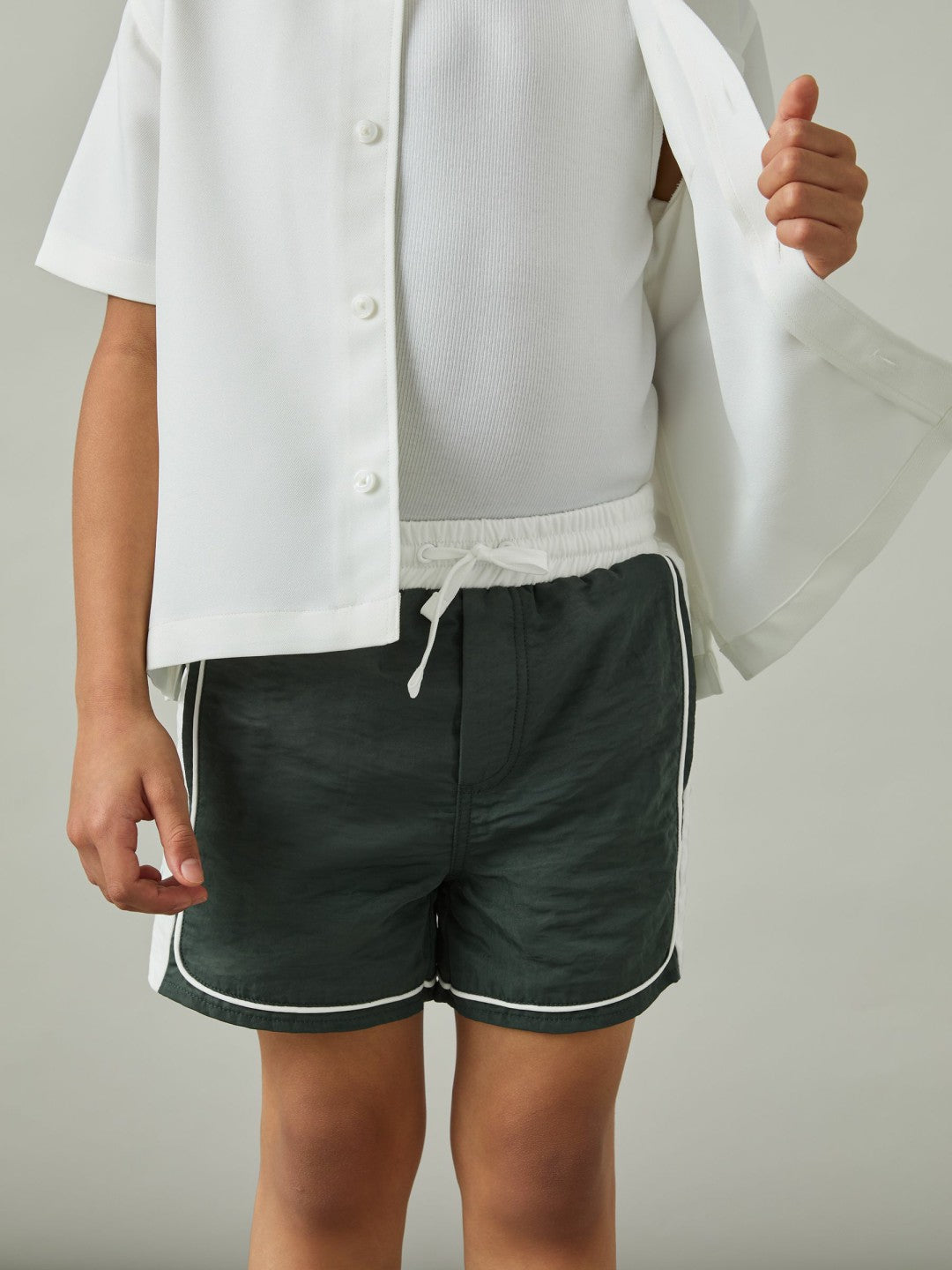 3-9 yrs Colour-Block Piped Swim Shorts in Green/White | Reiss Children & Baby Trending