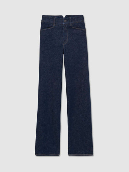 Paige High Rise Wide Leg Jeans in Edinburgh Dark Blue | Reiss Women Exclusive