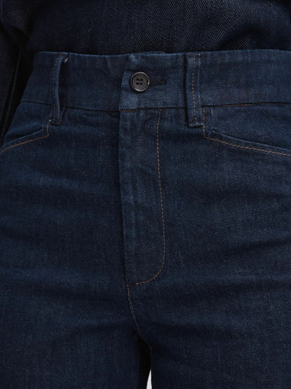 Paige High Rise Wide Leg Jeans in Edinburgh Dark Blue | Reiss Women Exclusive
