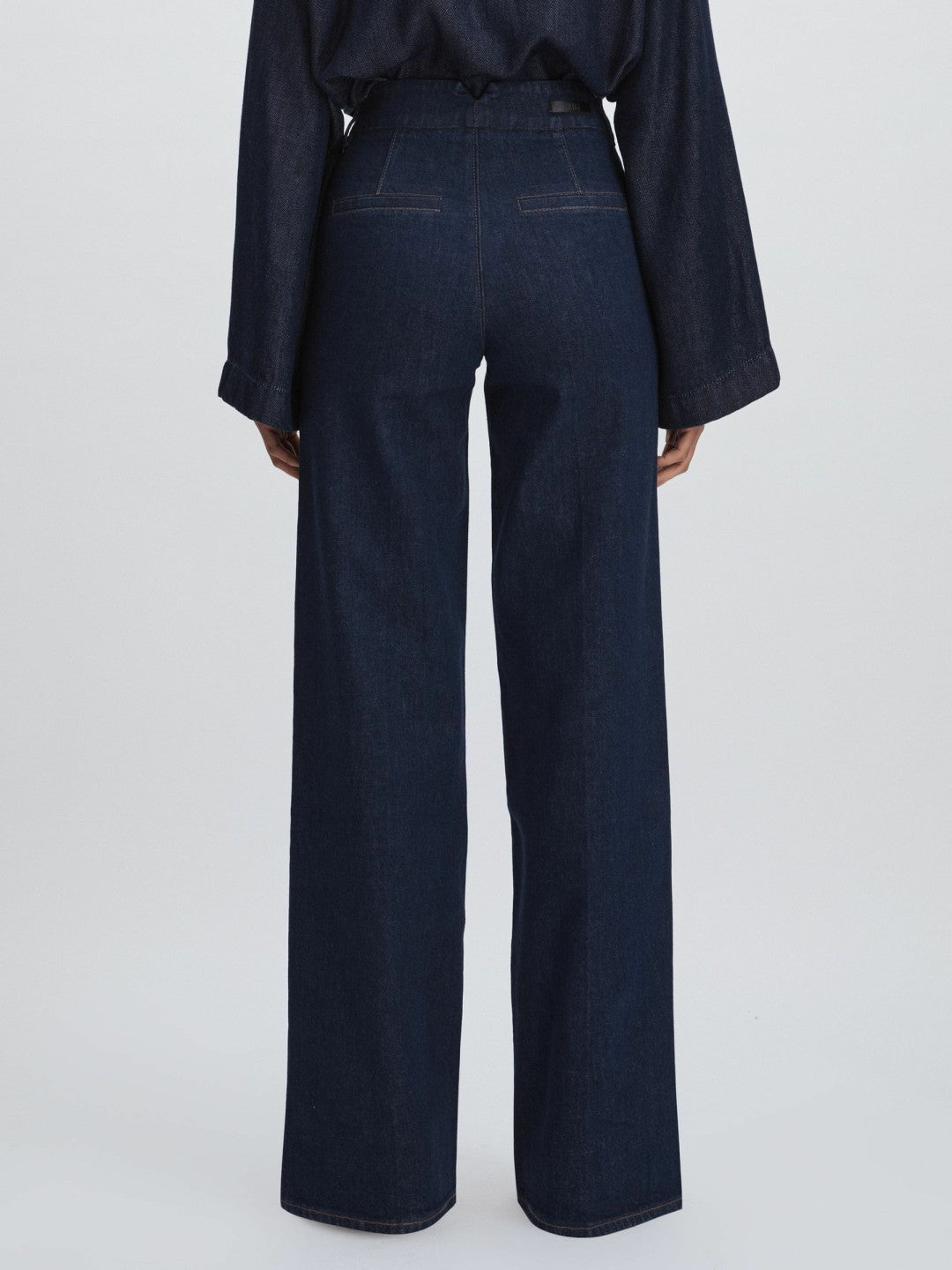 Paige High Rise Wide Leg Jeans in Edinburgh Dark Blue | Reiss Women Exclusive