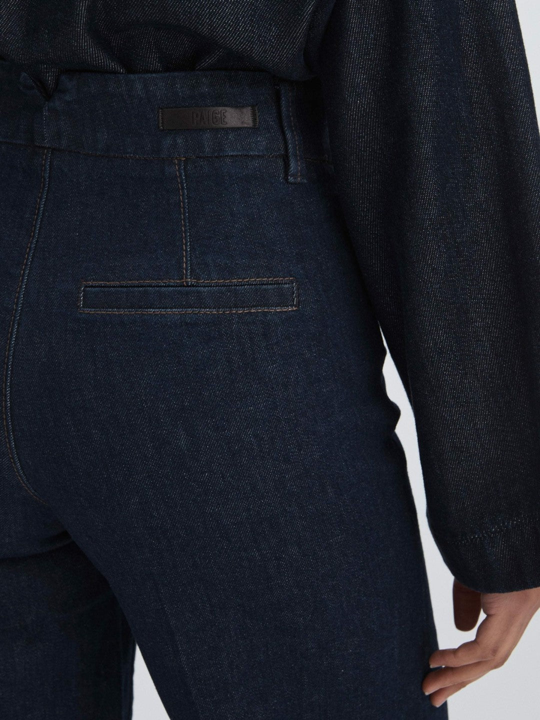 Paige High Rise Wide Leg Jeans in Edinburgh Dark Blue | Reiss Women Exclusive