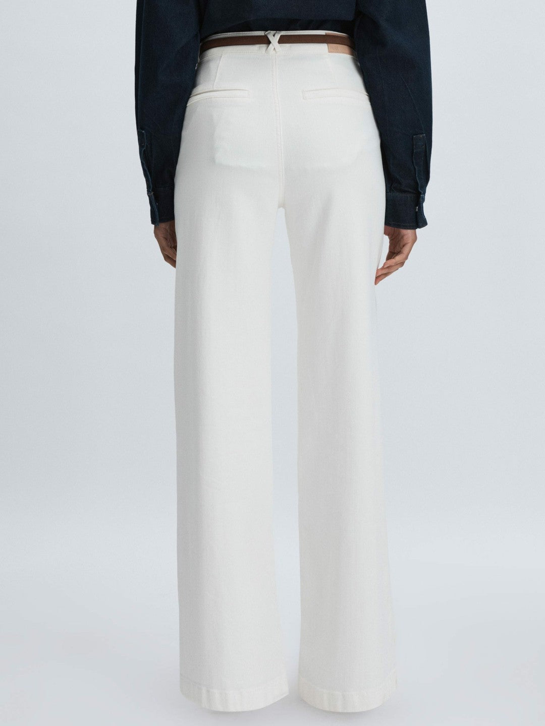 Paige Wide-Leg Patch Pocket Jeans in Ecru | Reiss Women Trending