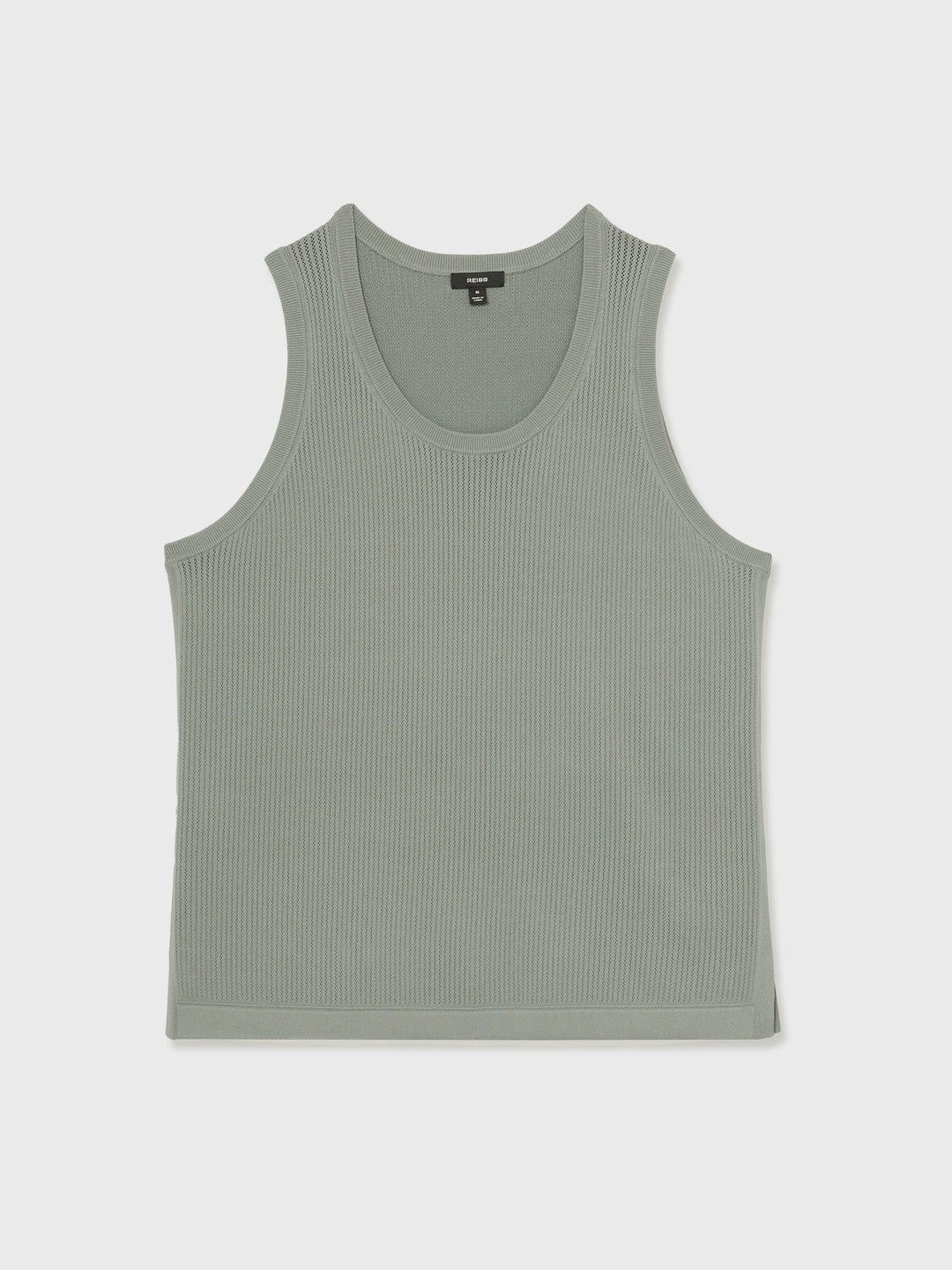 Textured Crew Neck Ribbed Vest in Sage Green | Reiss Men Recommended