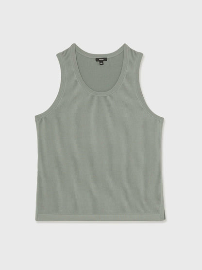 Textured Crew Neck Ribbed Vest in Sage Green | Reiss Men Recommended
