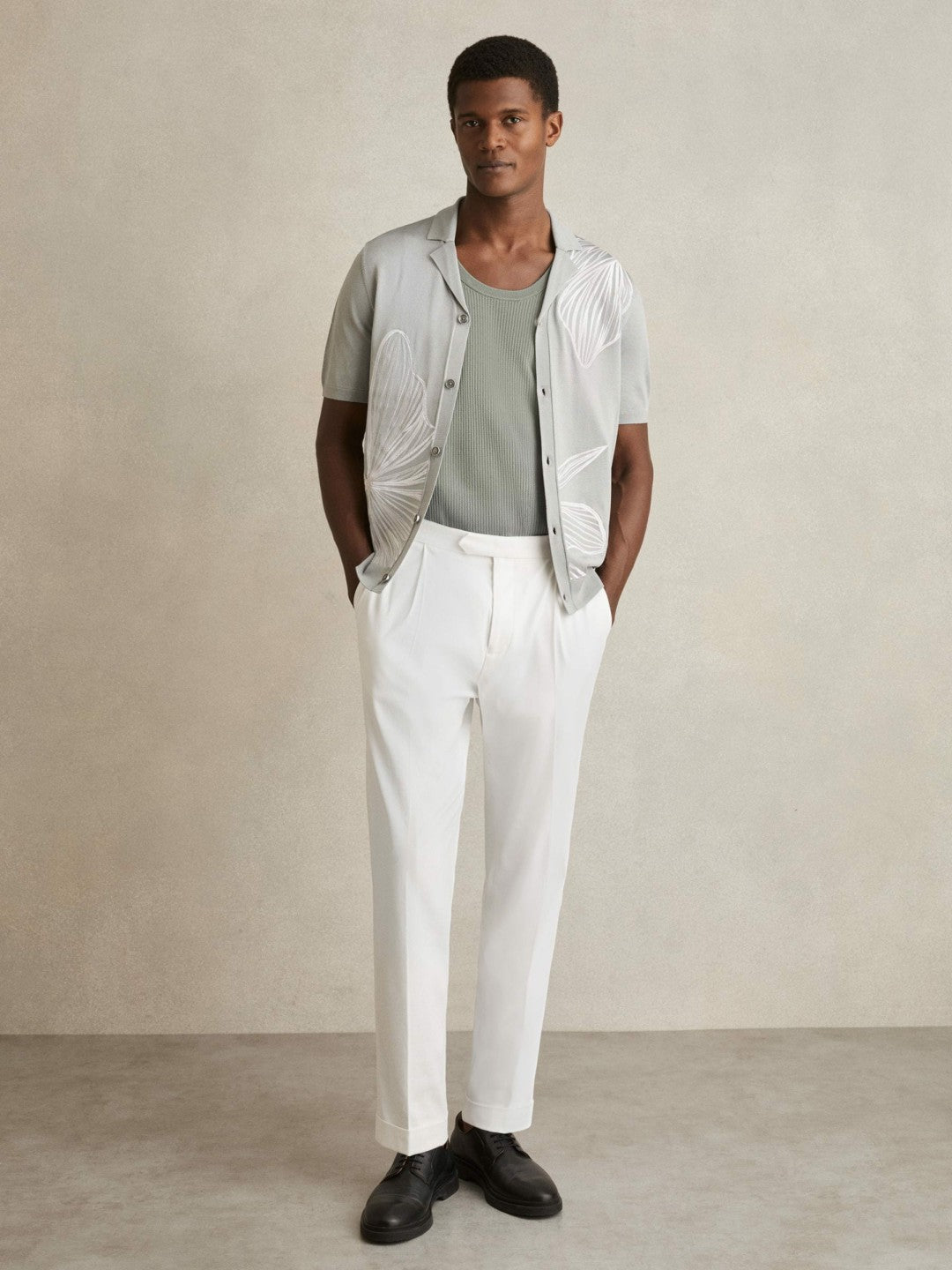 Textured Crew Neck Ribbed Vest in Sage Green | Reiss Men Recommended