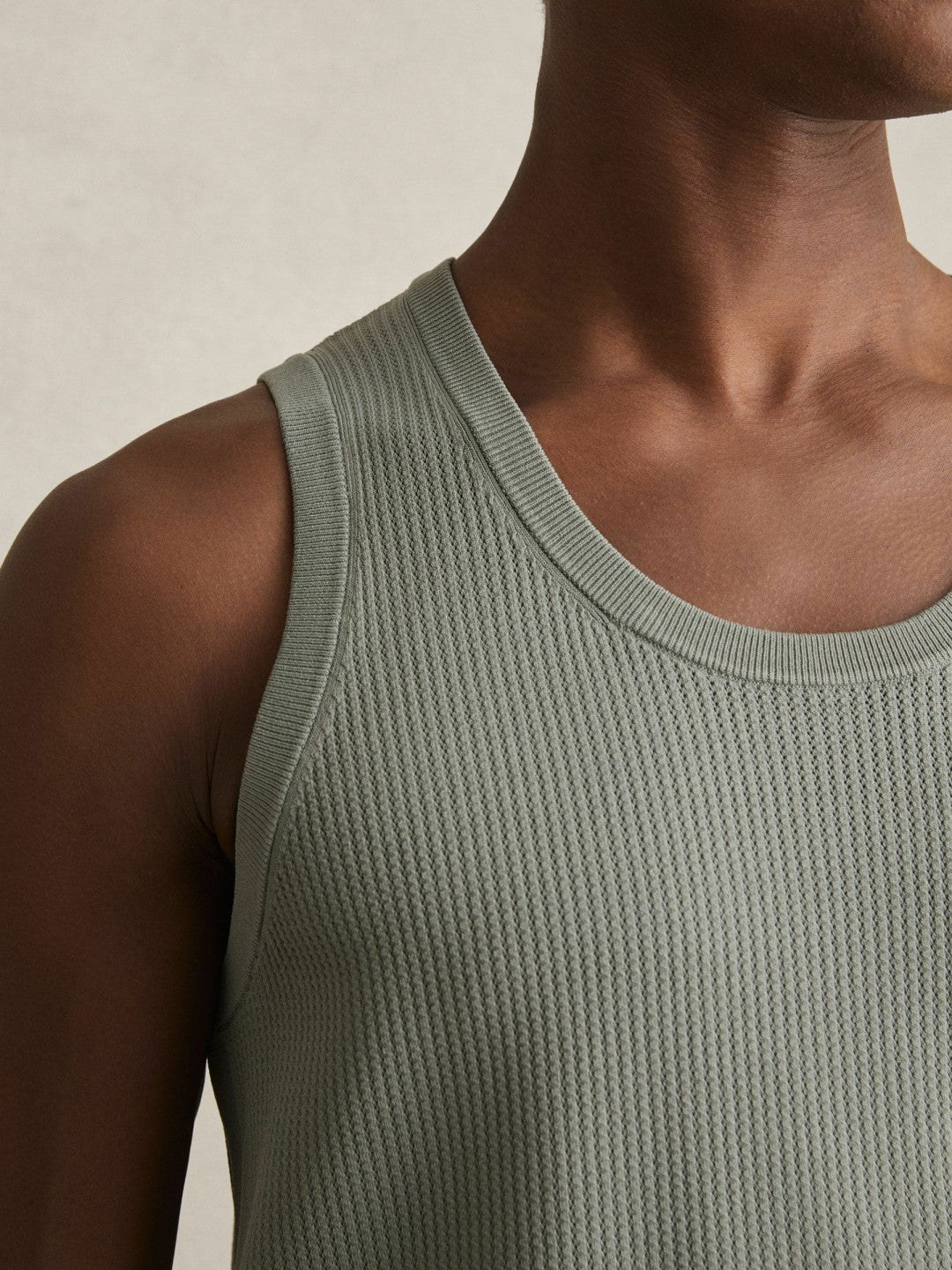 Textured Crew Neck Ribbed Vest in Sage Green | Reiss Men Recommended