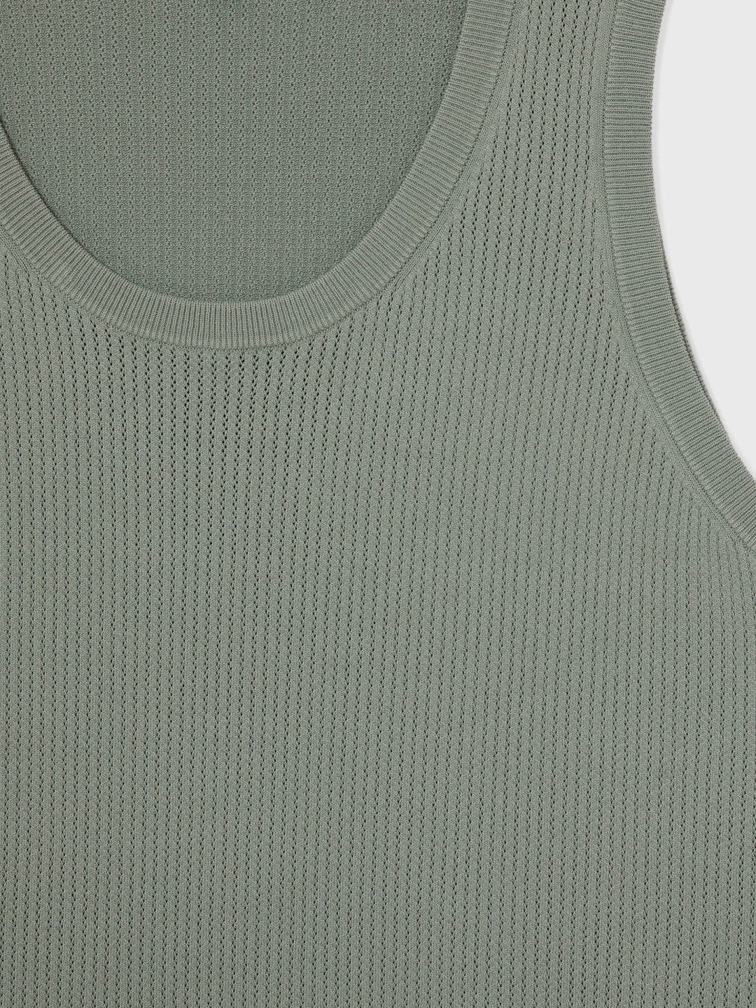Textured Crew Neck Ribbed Vest in Sage Green | Reiss Men Recommended