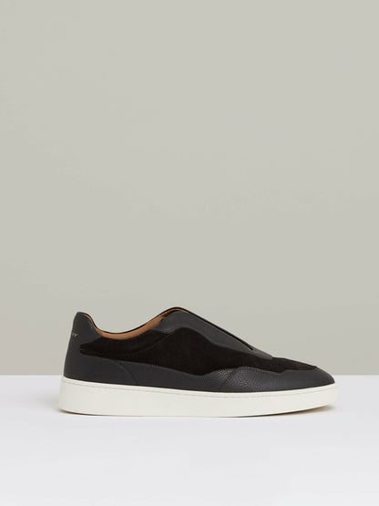 Leather Elasticated-Lace Trainers in Espresso Brown | Reiss Men Trending