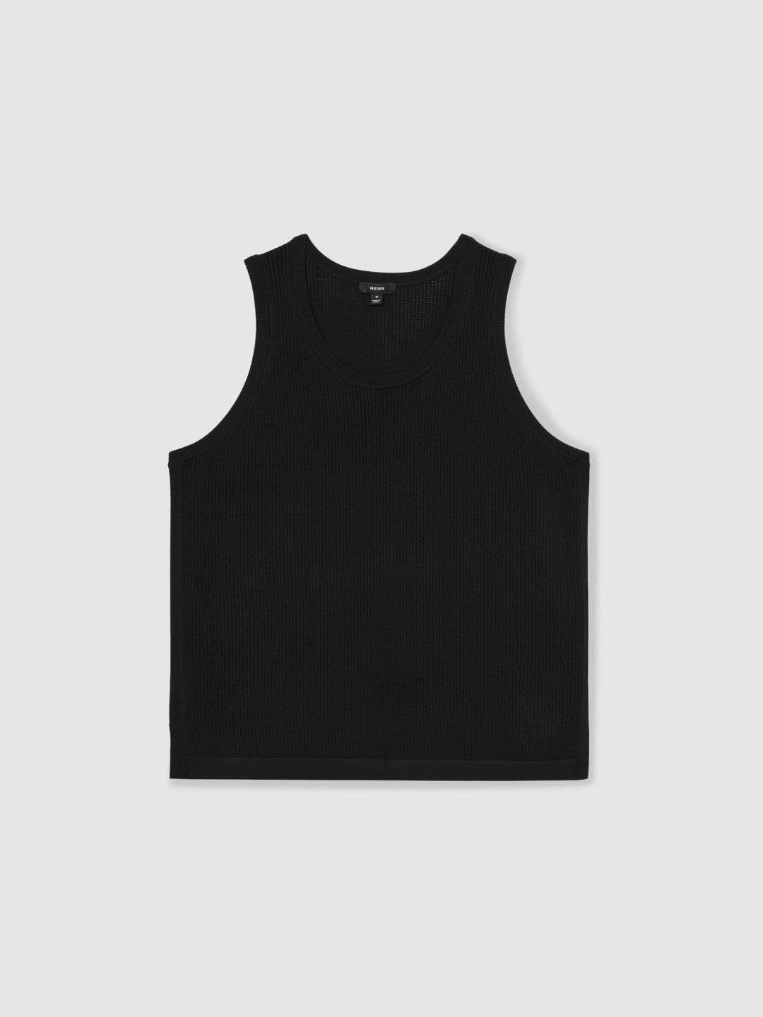 Textured Crew Neck Ribbed Vest in Black | Reiss Men Popular
