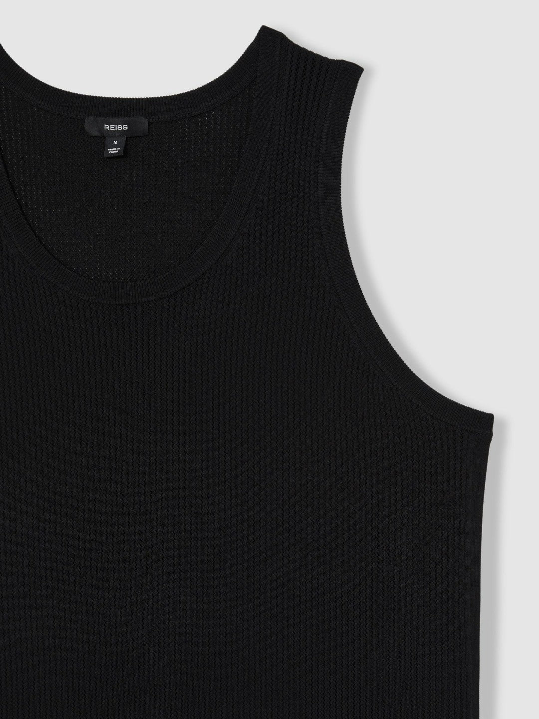 Textured Crew Neck Ribbed Vest in Black | Reiss Men Popular