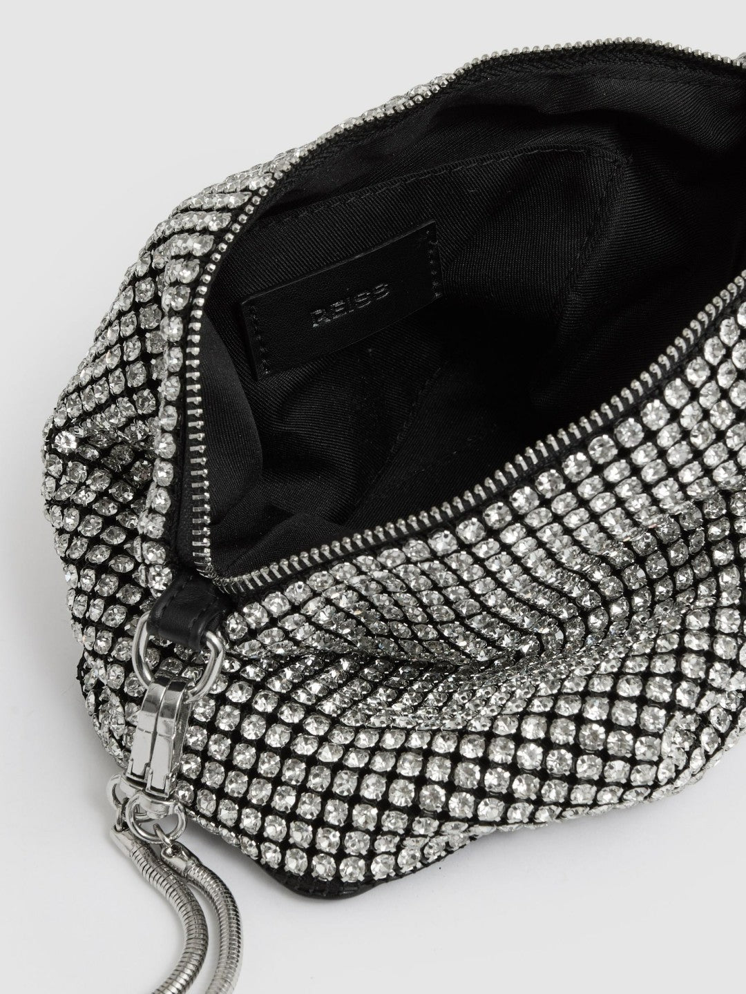 Crystal Bracelet Pouch Bag in Silver | Reiss Women Trending
